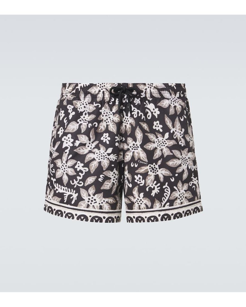 Commas White Printed Swim Trunks for men