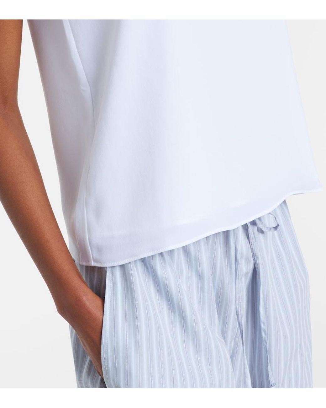 Leset White Ari Crepe Tank Top