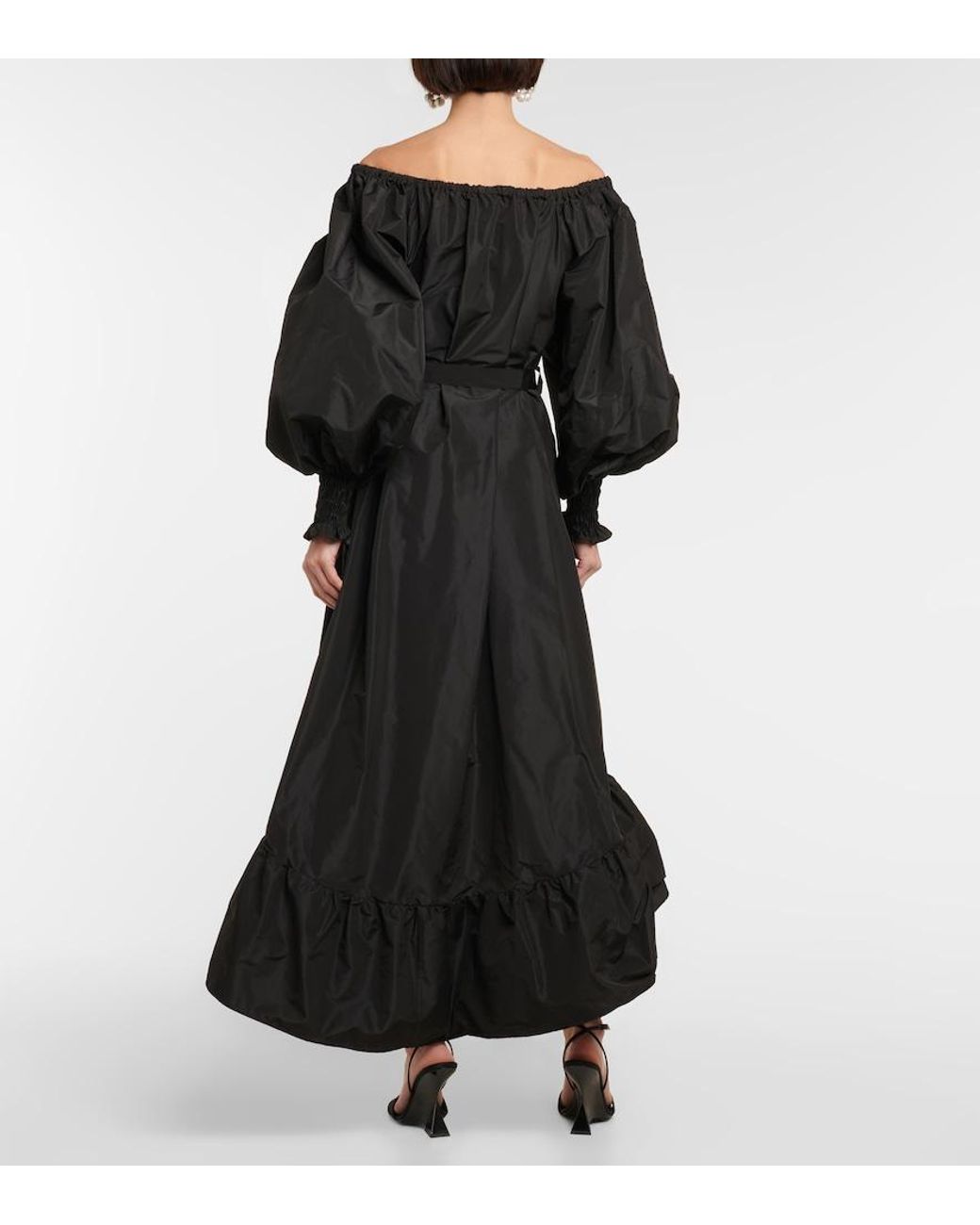 Patou Black Off-Shoulder Faille Maxi Dress