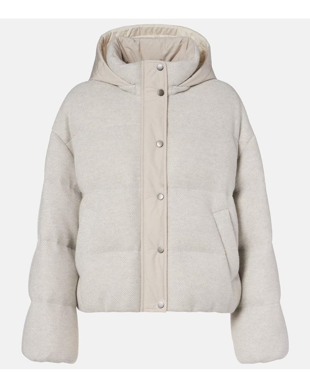 Brunello Cucinelli Gray Cashmere-Blend Down Jacket