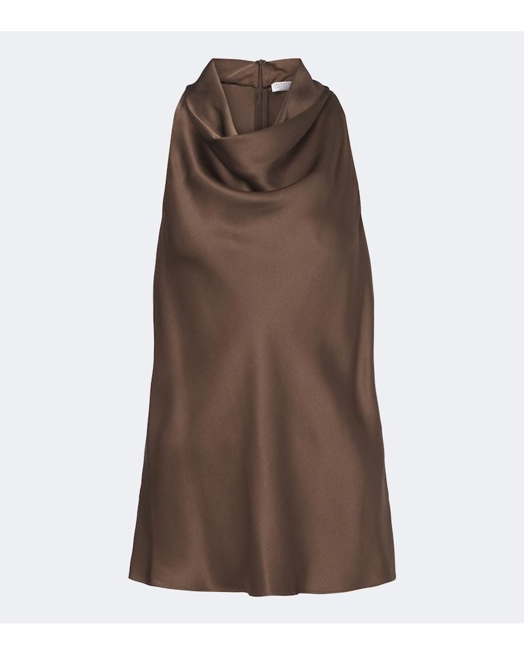 Brunello Cucinelli Brown Draped Silk Top