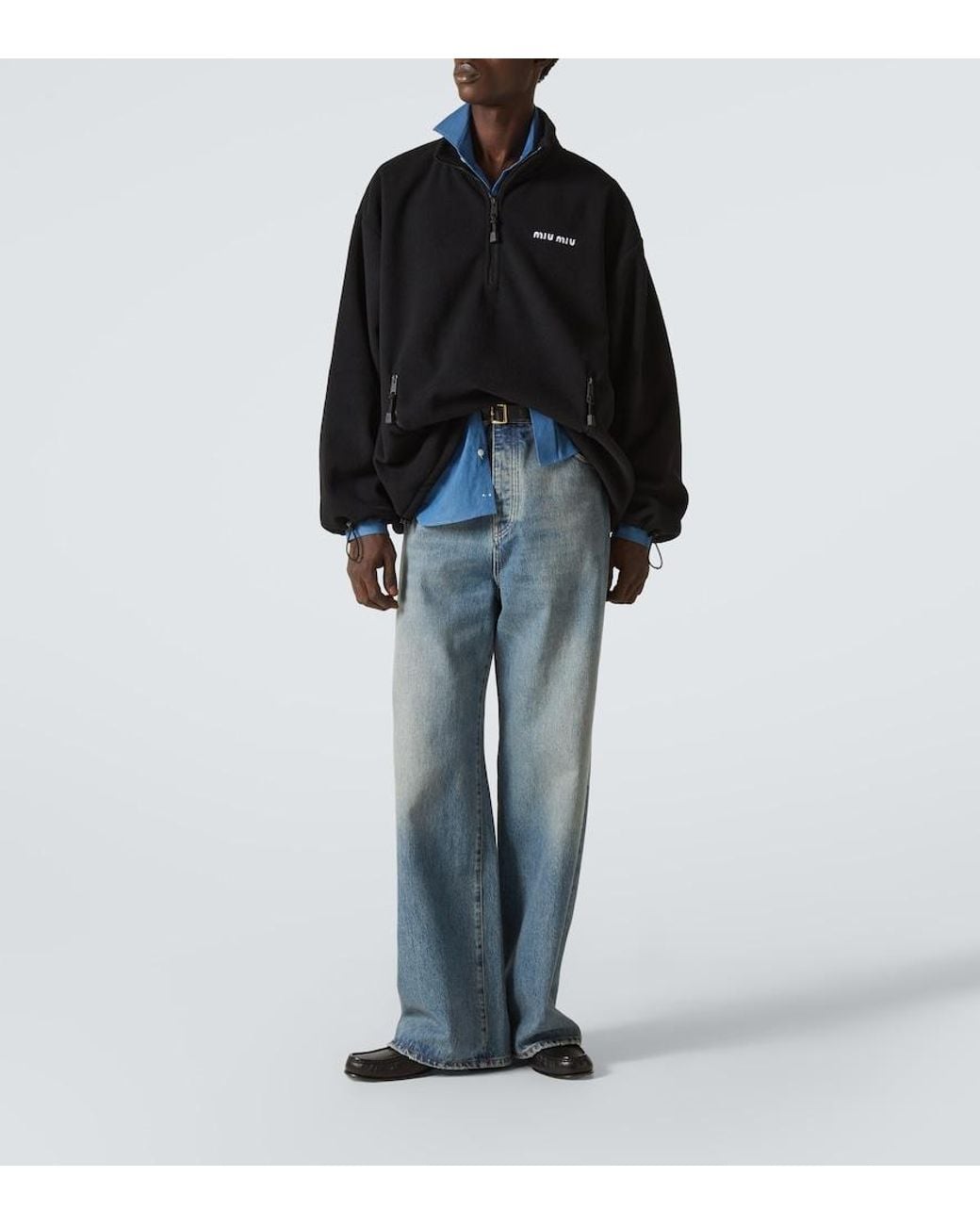 Miu Miu Black Fleece Half-Zip Sweater for men