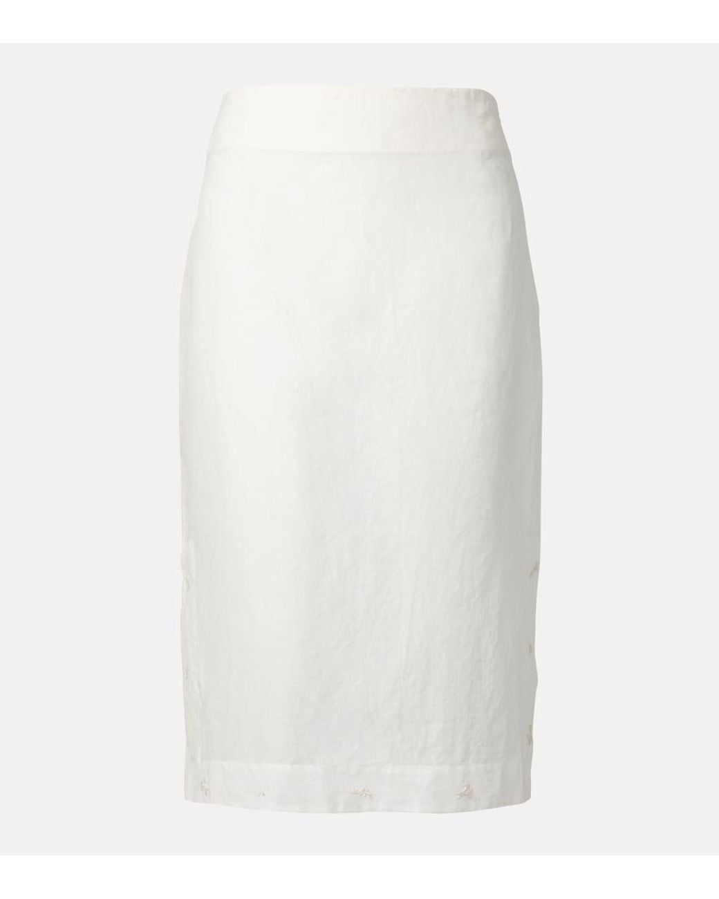 Rohe White Floral Semi-Sheer Organza Pencil Skirt