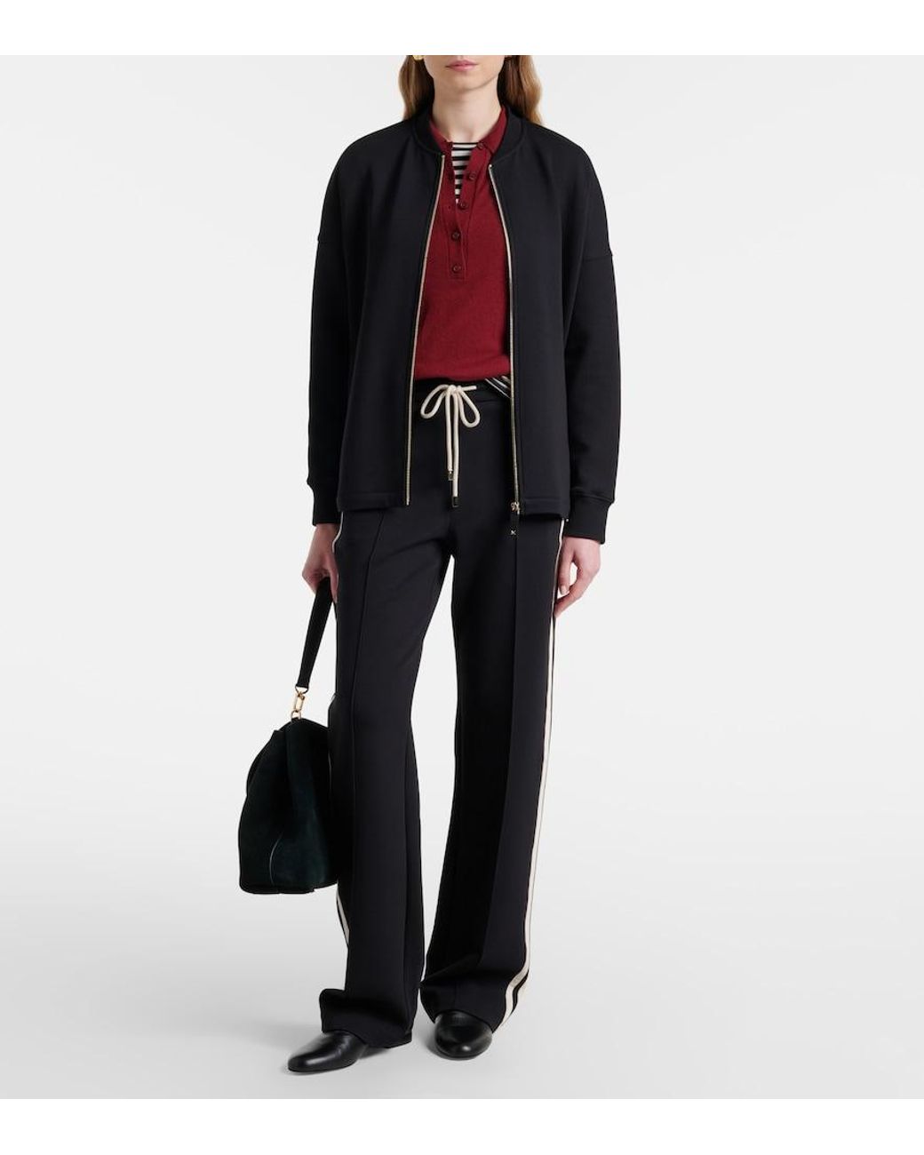 Max Mara Black Vento Cotton-Blend Jersey Sweatpants