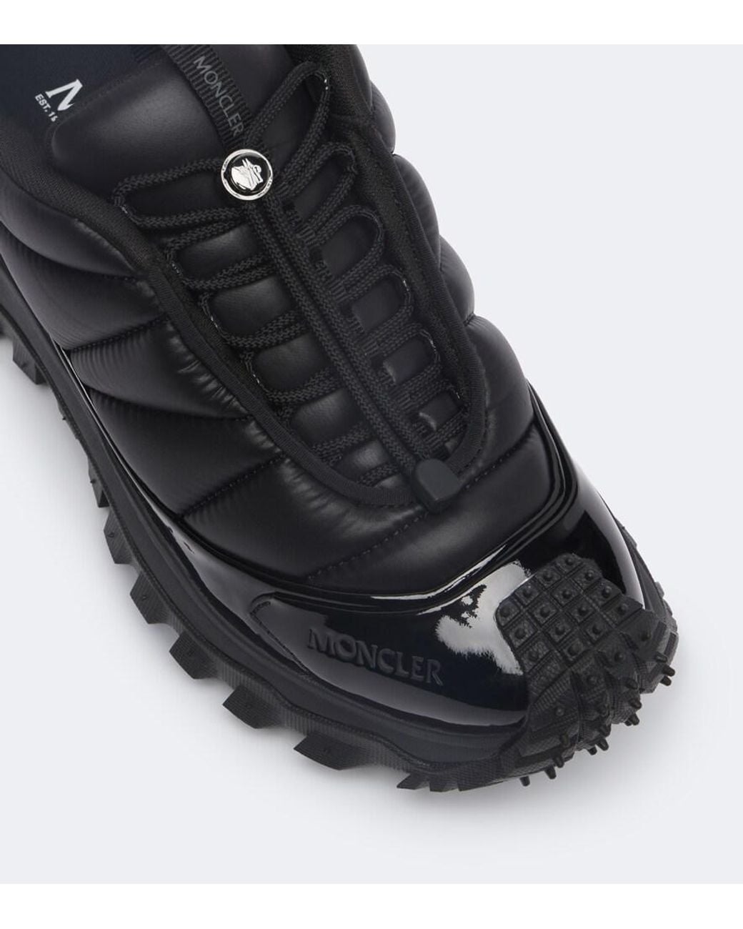 Moncler Black Trailgrip Puffer Leather-Trimmed Sneakers