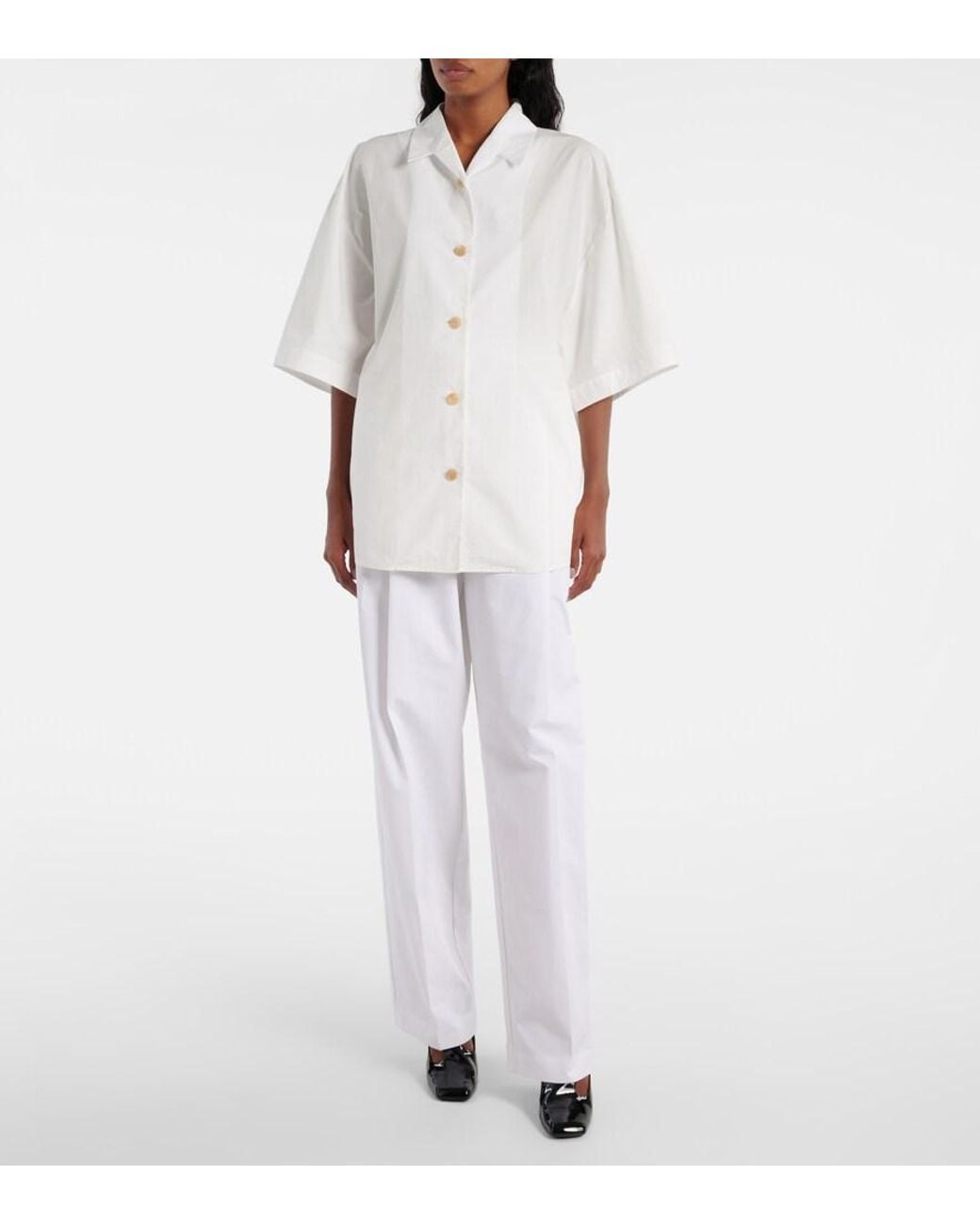 Khaite White Owen Cotton Poplin Shirt