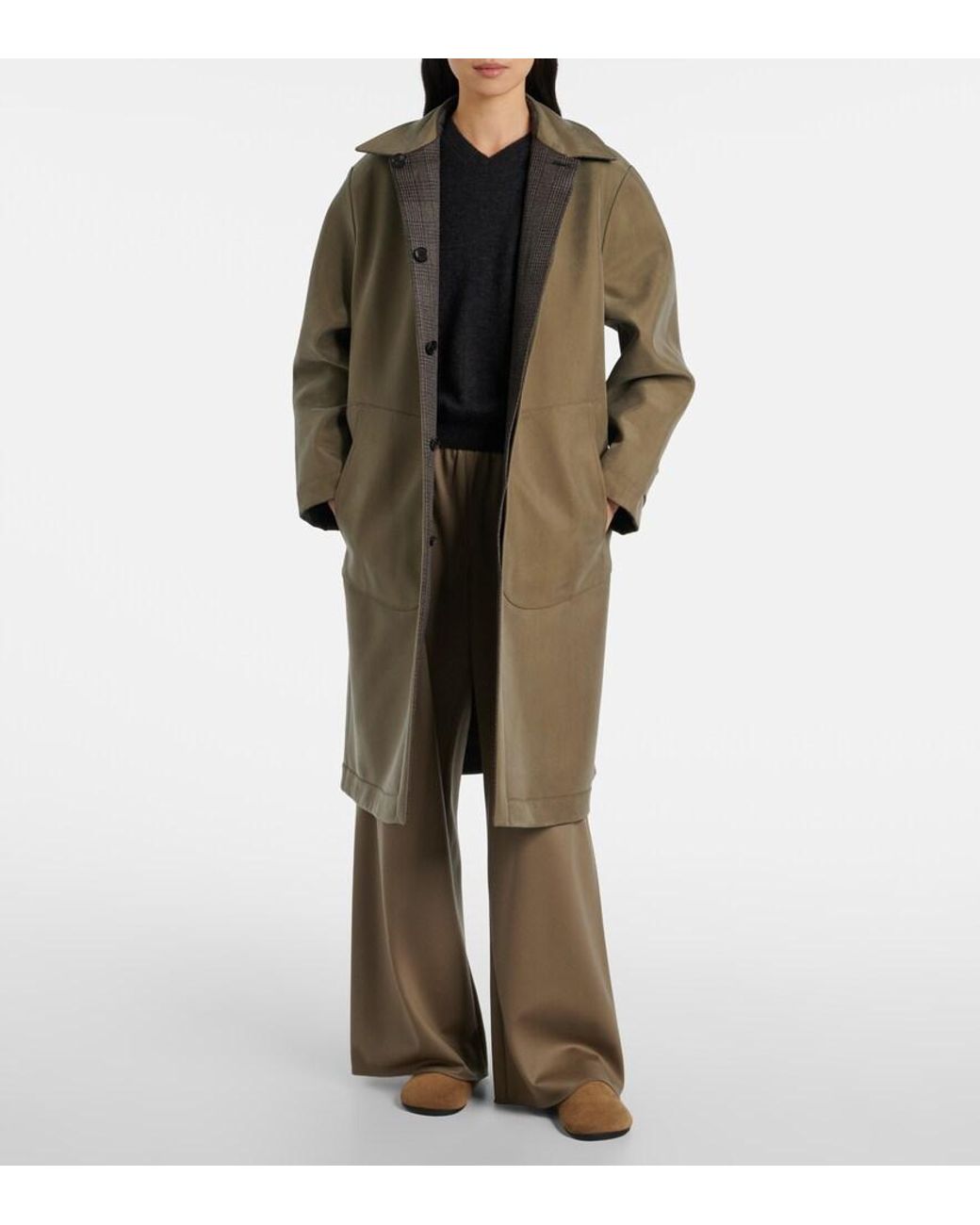 The Row Gray Palomar Reversible Wool And Silk Coat
