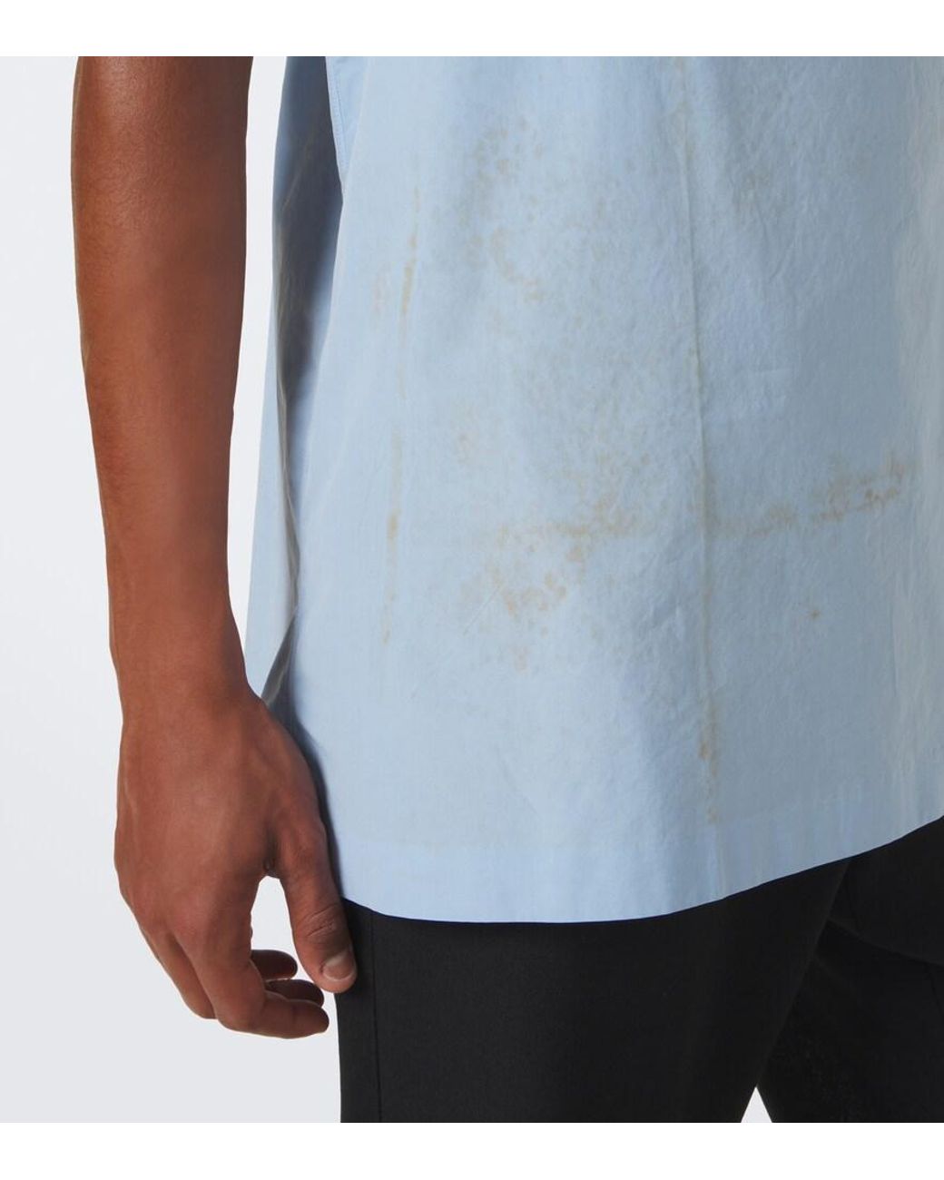 Prada Blue Printed Cotton Top for men