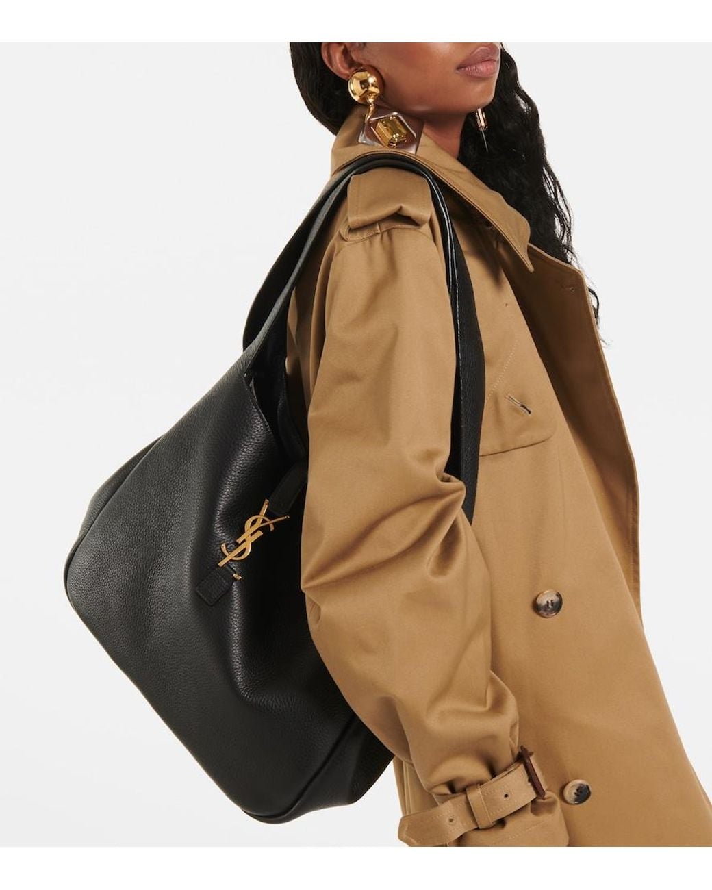 Saint Laurent Black Le 5 A 7 Bea Leather Tote Bag