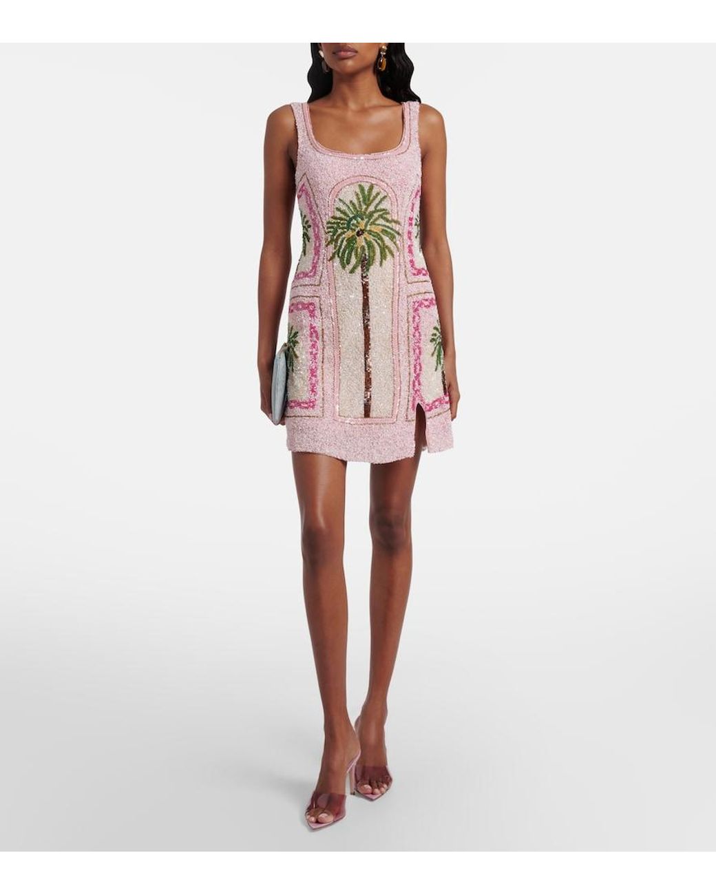 La Fuori Pink Palm Jumeirah Embellished Minidress