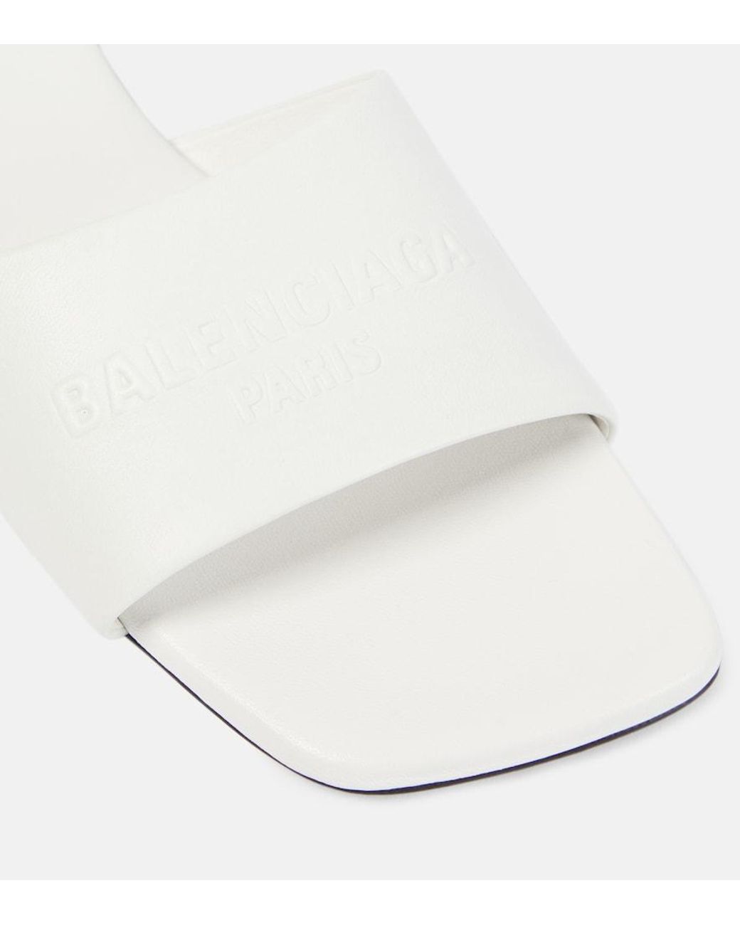 Balenciaga White Duty Free Leather Slides