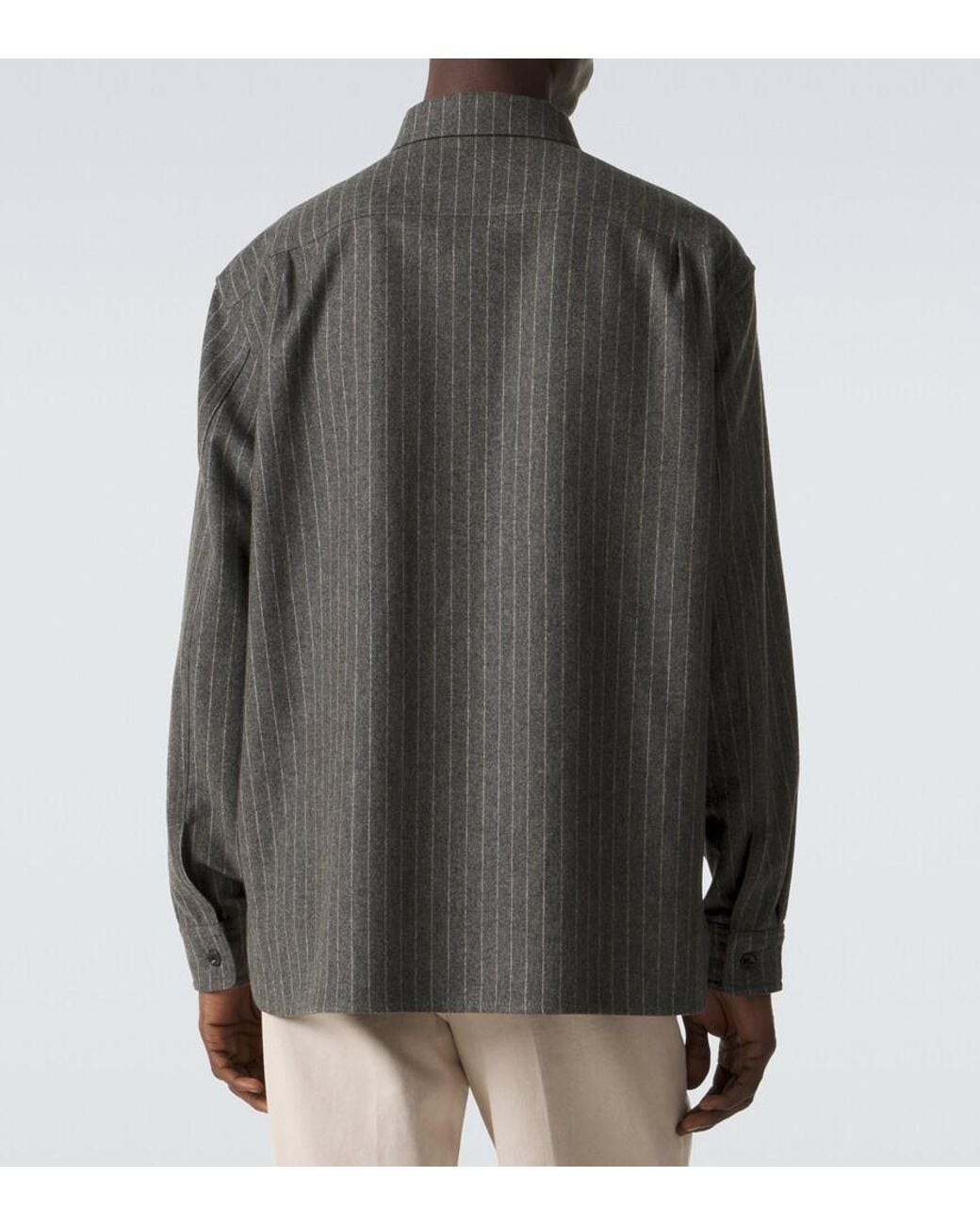 Ralph Lauren Gray Pinstripe Wool Shirt for men