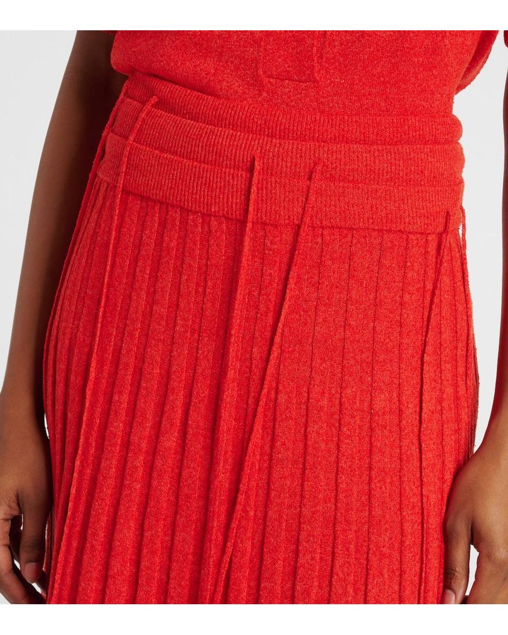 Christopher Esber Red Linen And Silk-Blend Maxi Skirt