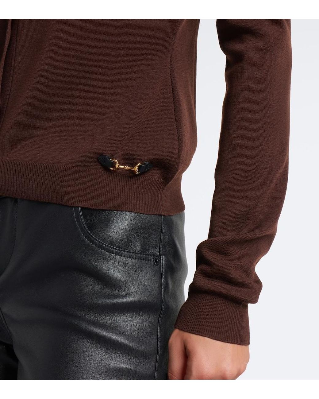 Gucci Brown Horsebit Wool Cardigan