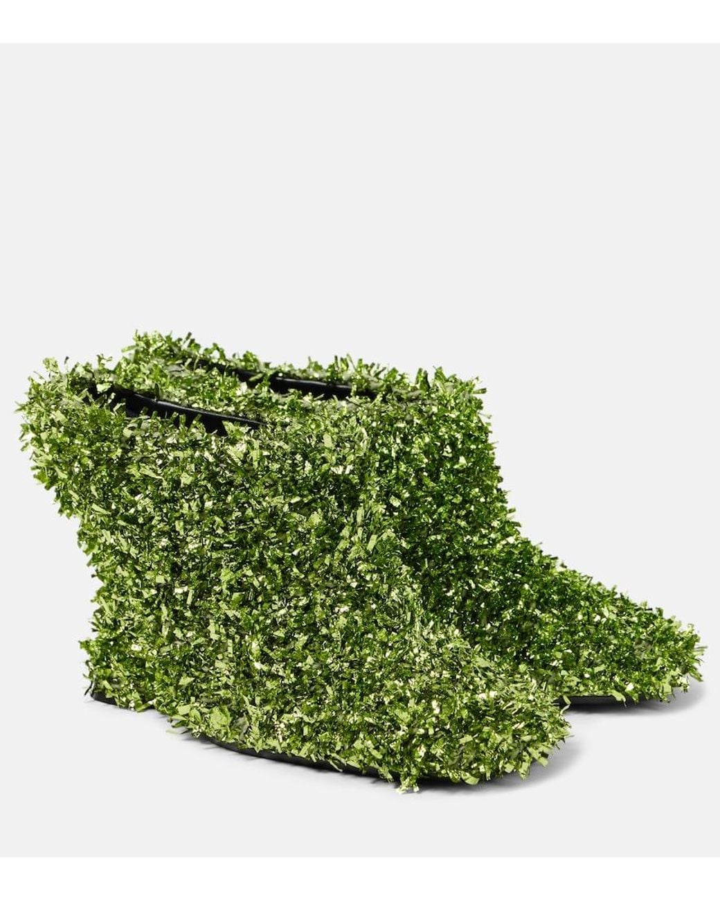 Dries Van Noten Green 105 Glitter Metallic Wedge Mules