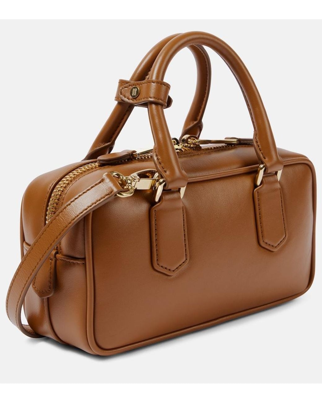 Miu Miu Brown Arcadie Small Leather Tote Bag