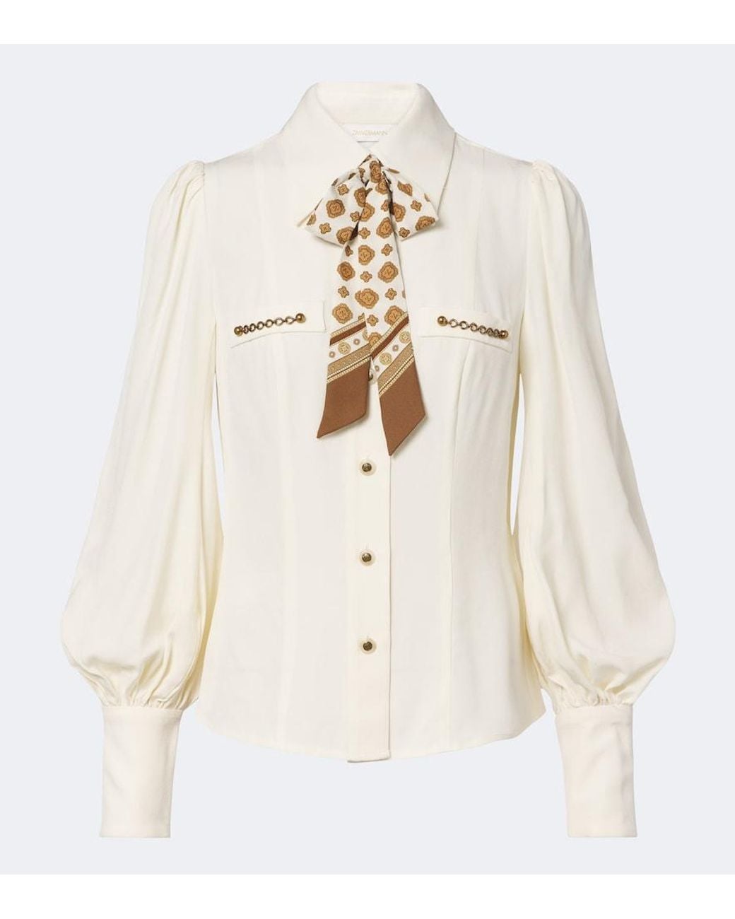 Zimmermann Natural Utility Tie-Neck Blouse