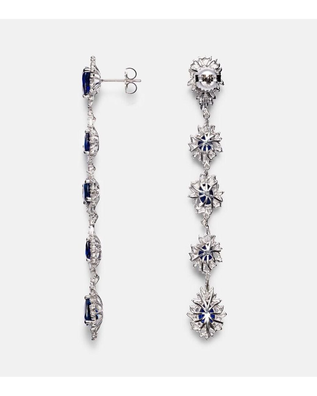 Suzanne Kalan Blue 18Kt Drop Earrings With Sapphires And Diamonds