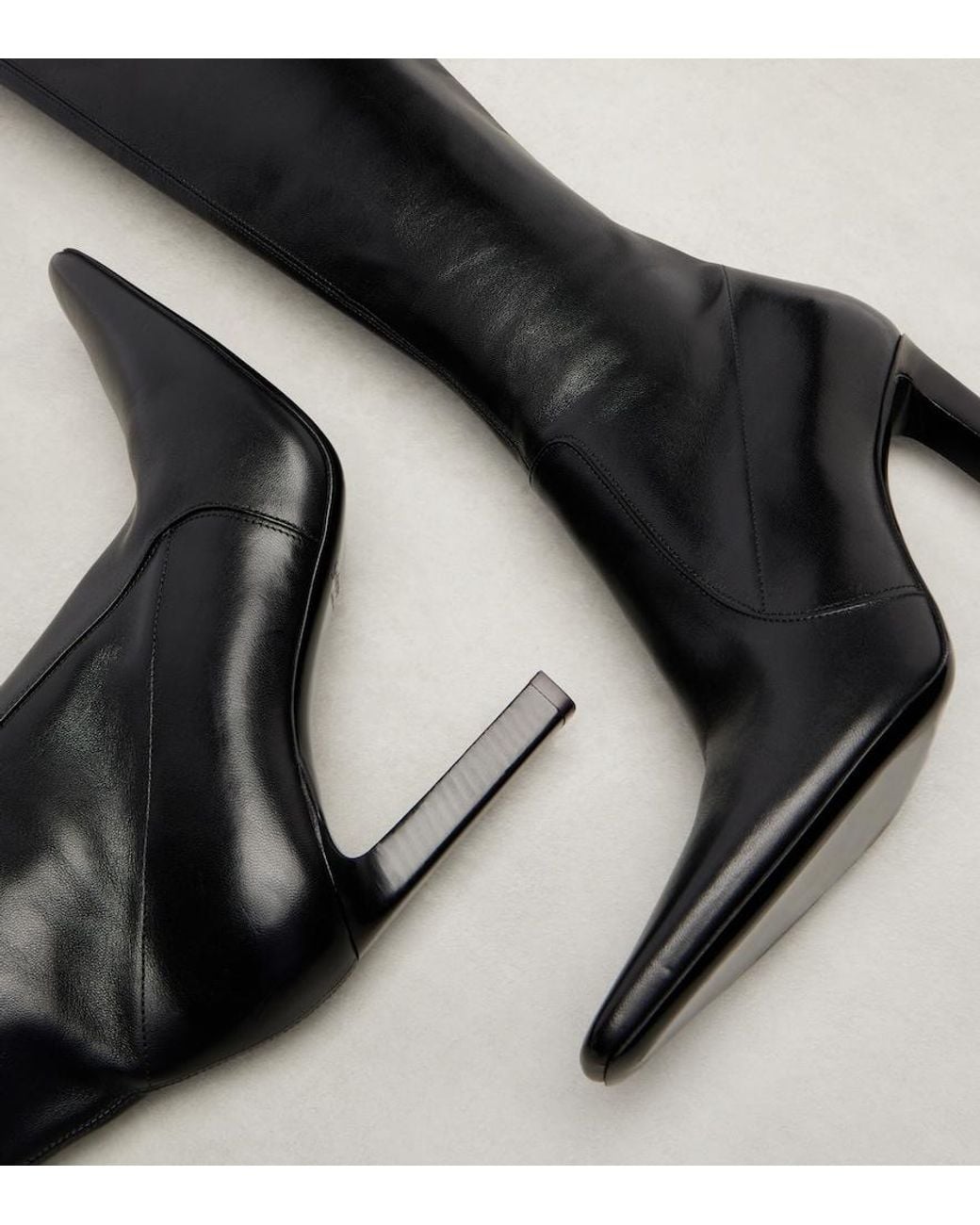 Saint Laurent Black Francoise 95 Leather Knee-High Boots