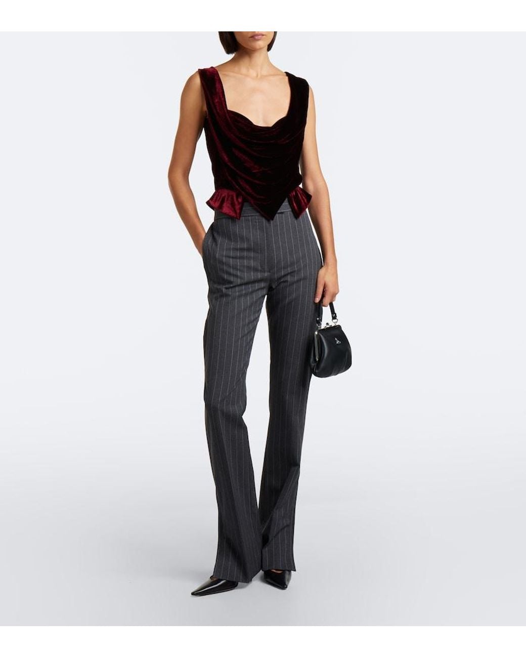Vivienne Westwood Red Sunday Draped Velvet Bustier Top
