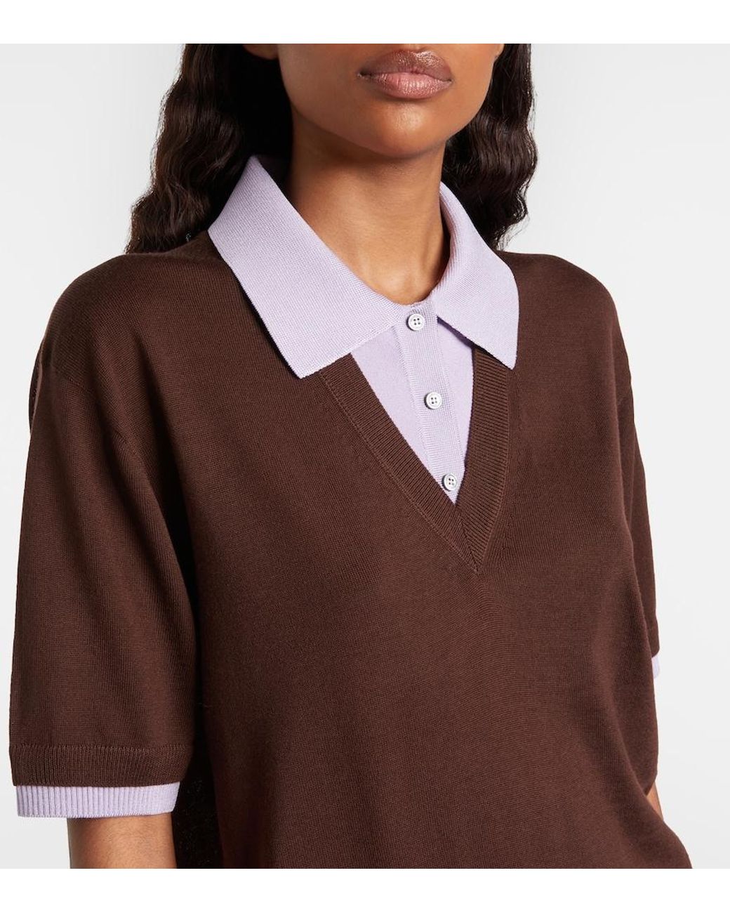 Moncler Brown Virgin Wool Polo Shirt