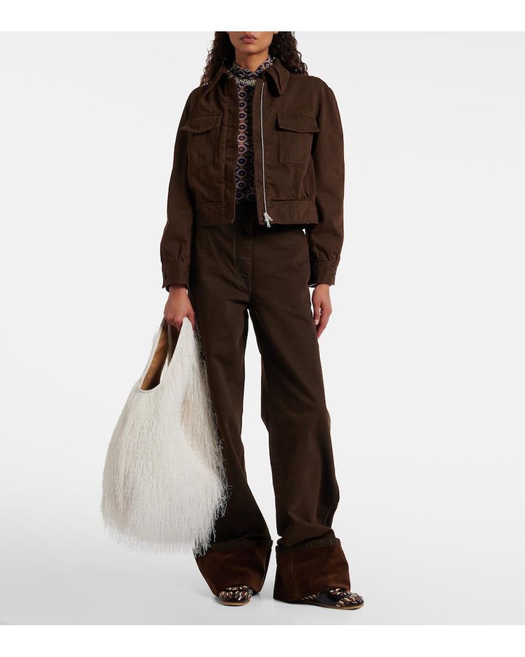 Dries Van Noten Brown High-Rise Straight Jeans