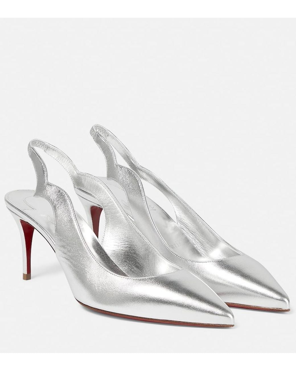 Christian Louboutin White Leather Slingback Pumps