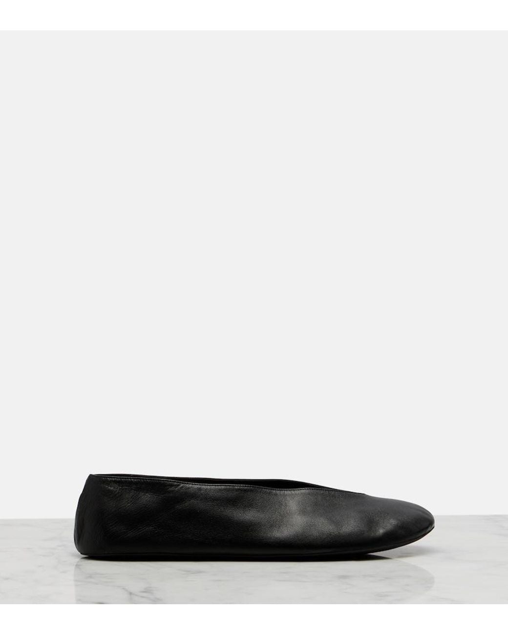 The Row Black Fay Leather Ballet Flats