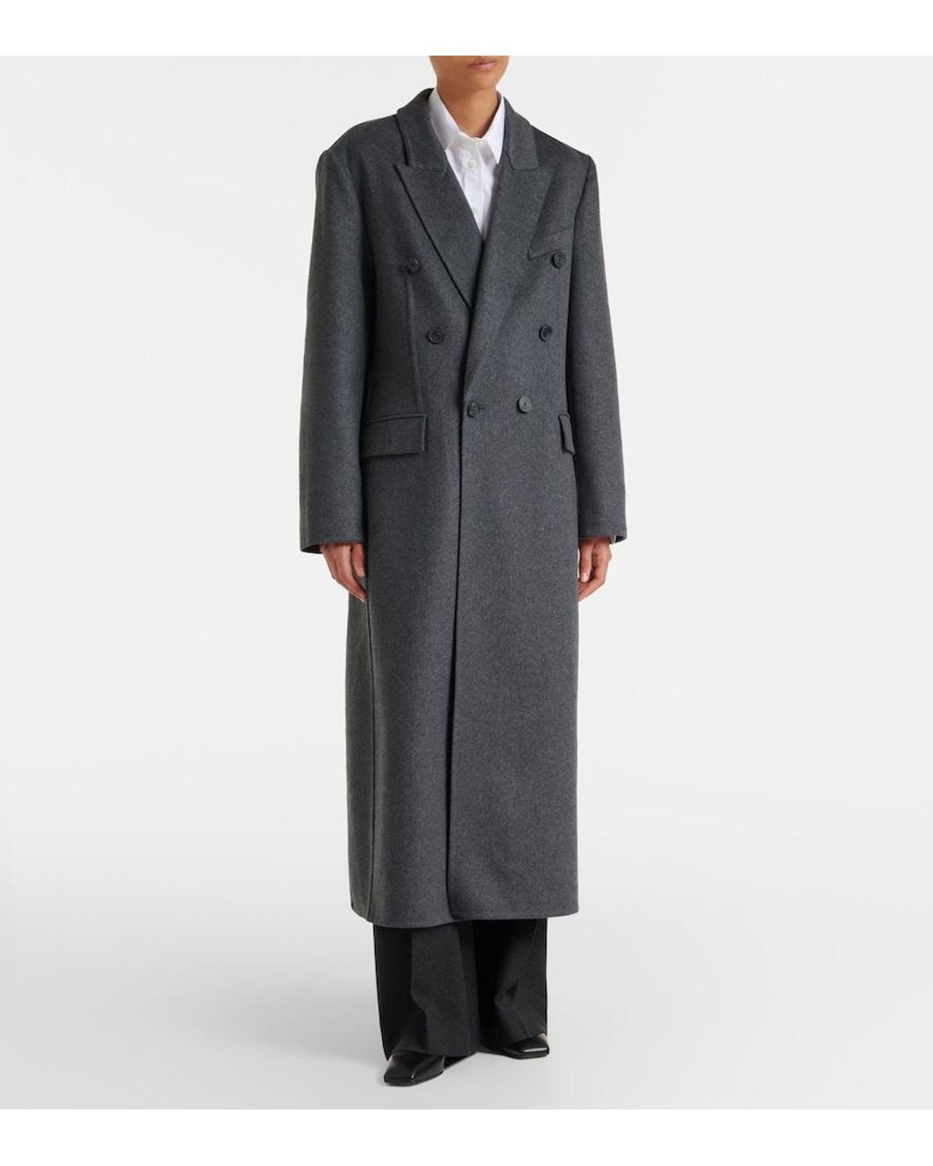 Victoria Beckham Black Double-Breasted Wool-Blend Coat