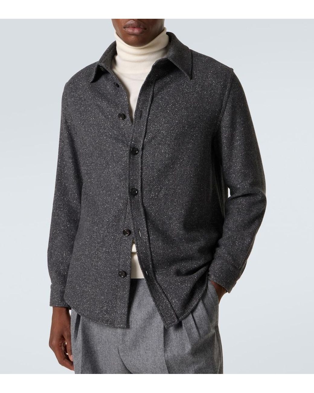 Zegna Blue Cashmere And Silk Overshirt for men