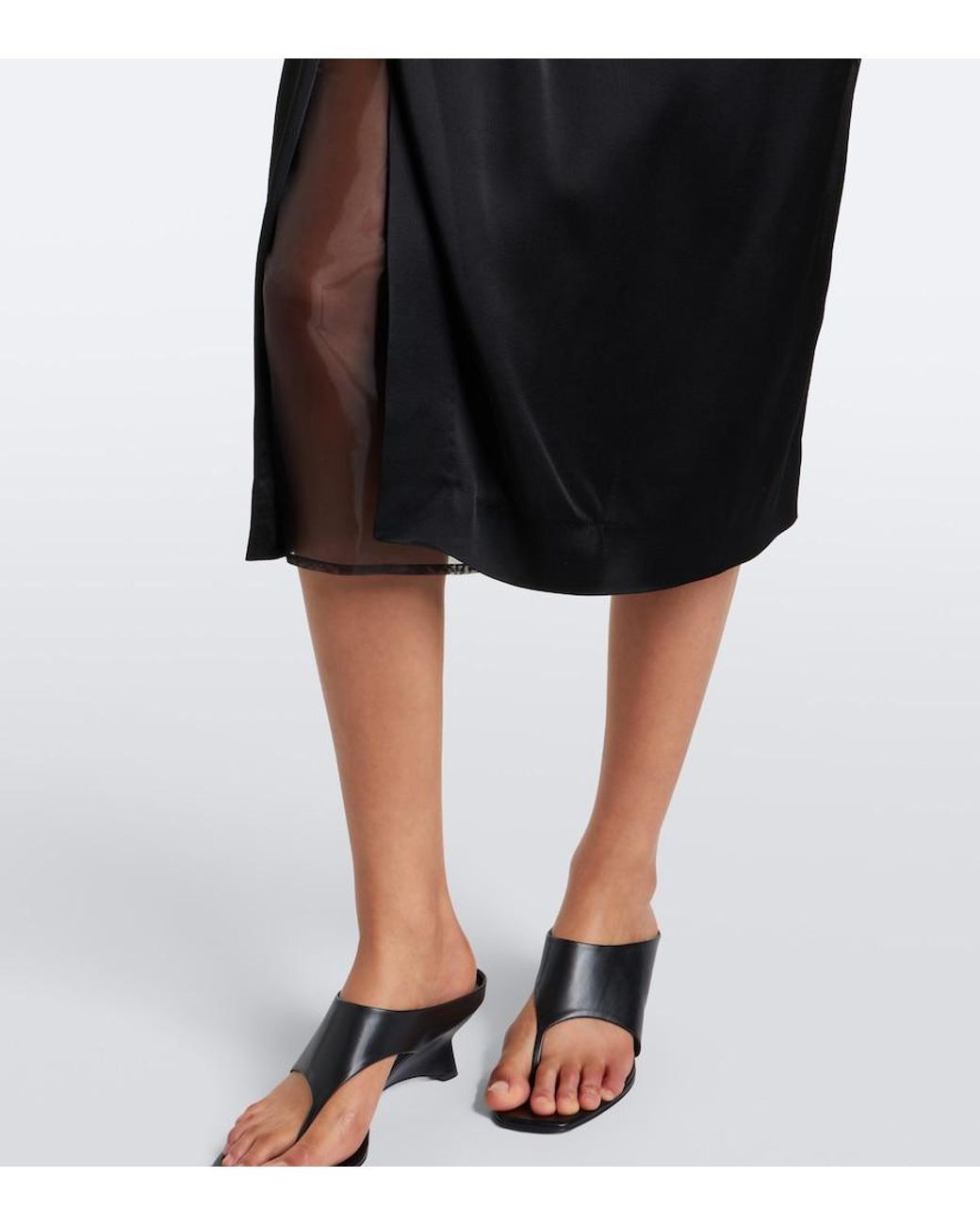 Rohe Black Gathered Midi Dress