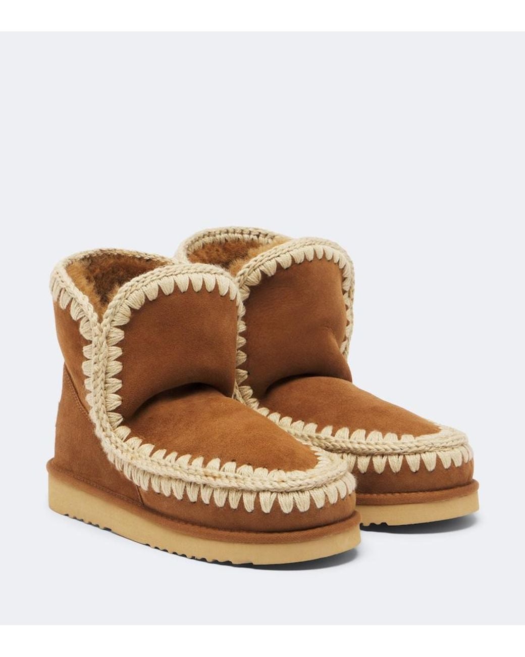 Mou Brown 18 Shearling-Lined Suede Ankle Boots