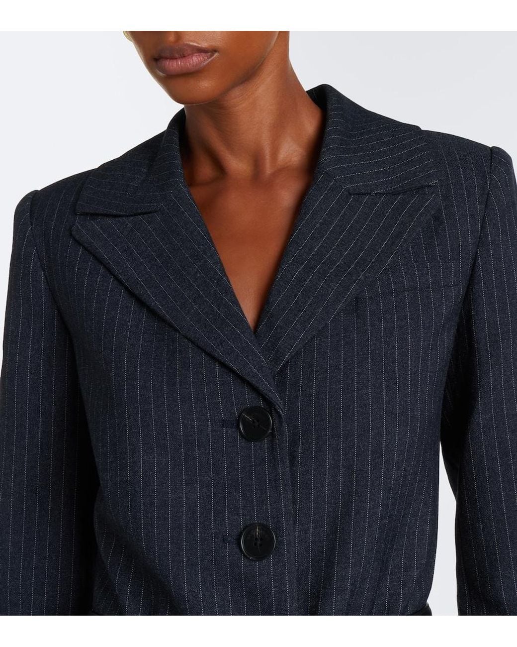 Self-Portrait Black Lace-Trimmed Belted Blazer Dress