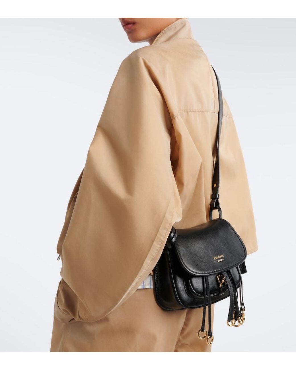 Prada White Corsaire Mini Fringed Leather Shoulder Bag