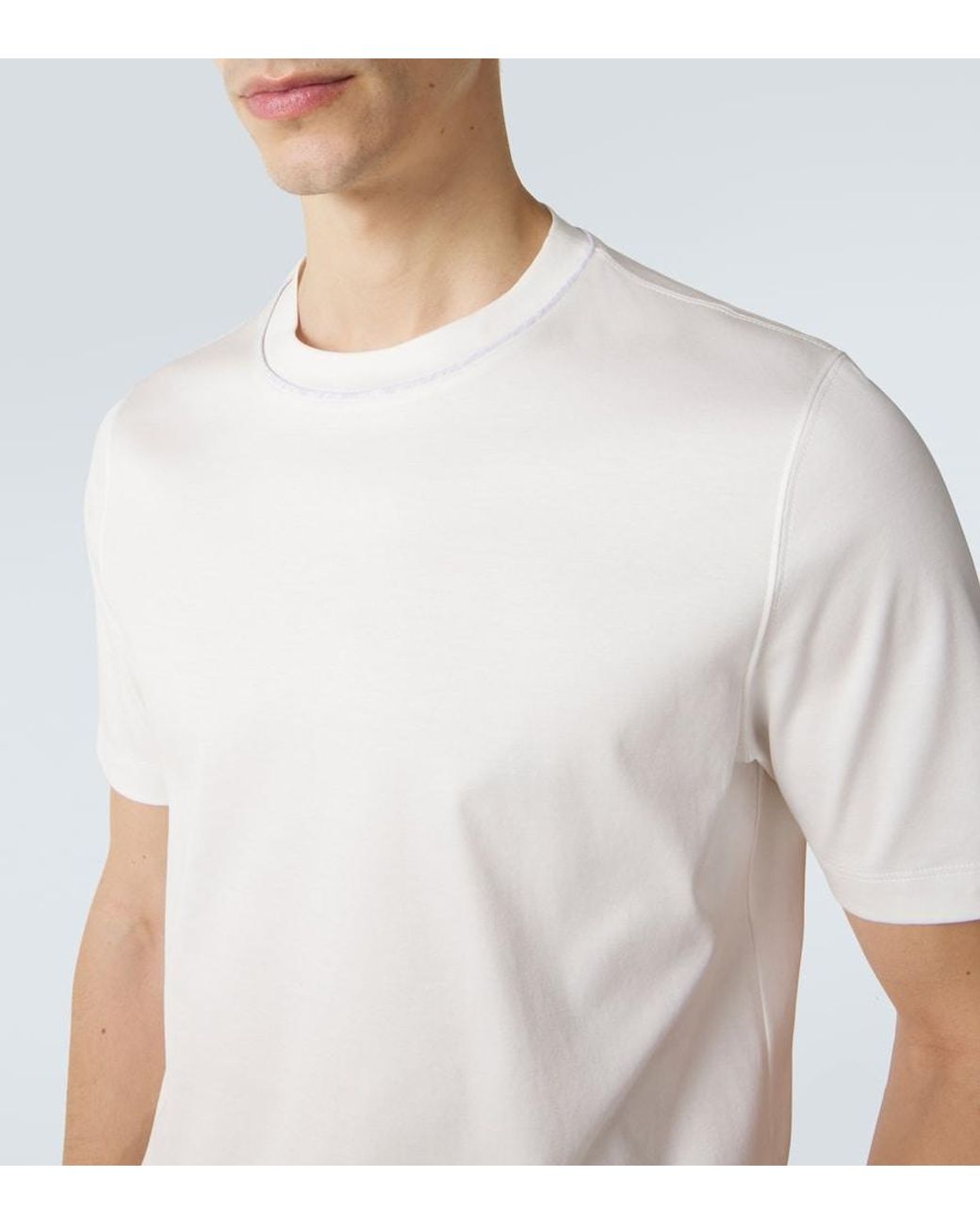 Brunello Cucinelli White Cotton Jersey T-Shirt for men