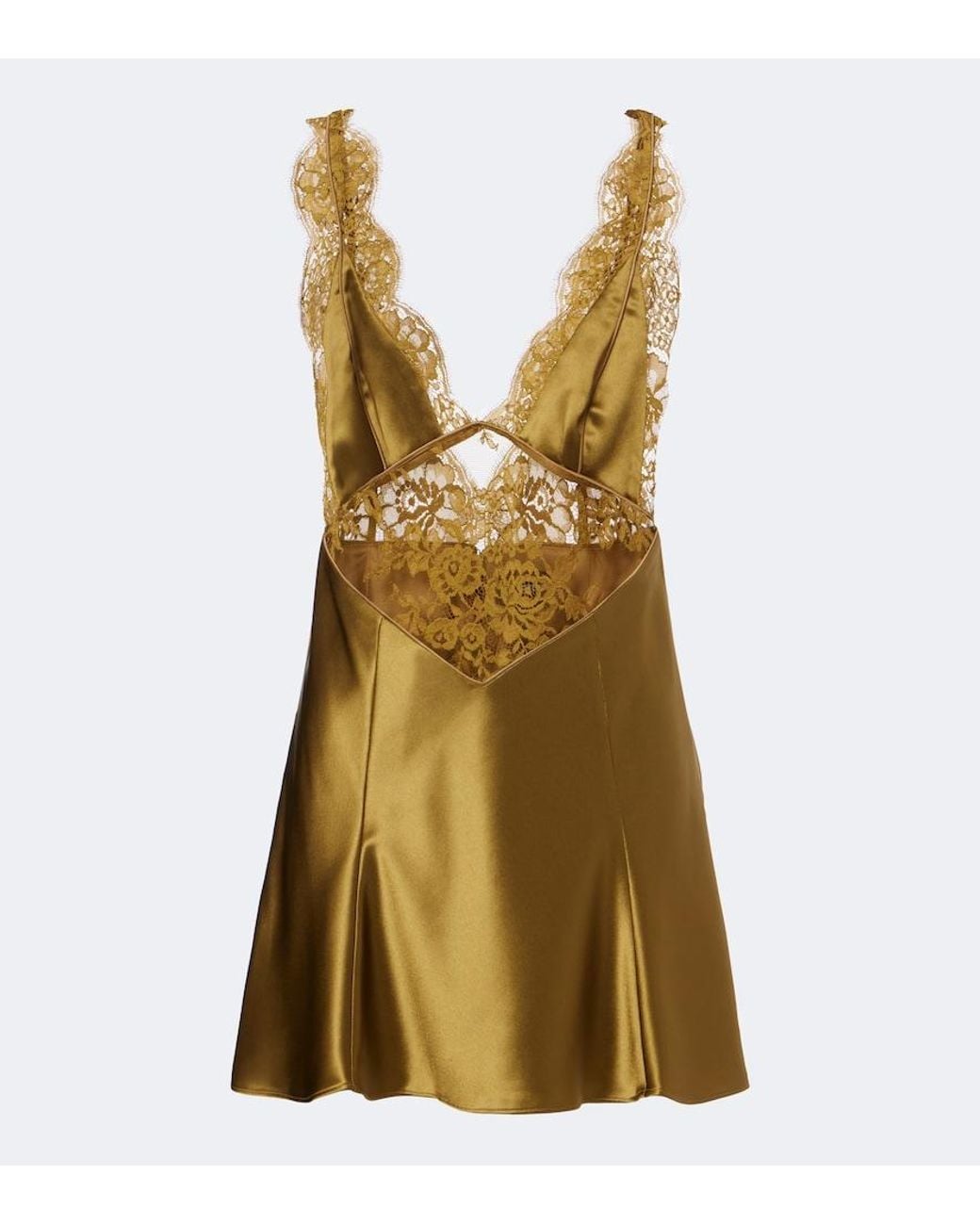 retroféte Metallic Bonny Lace-Trimmed Satin Minidress