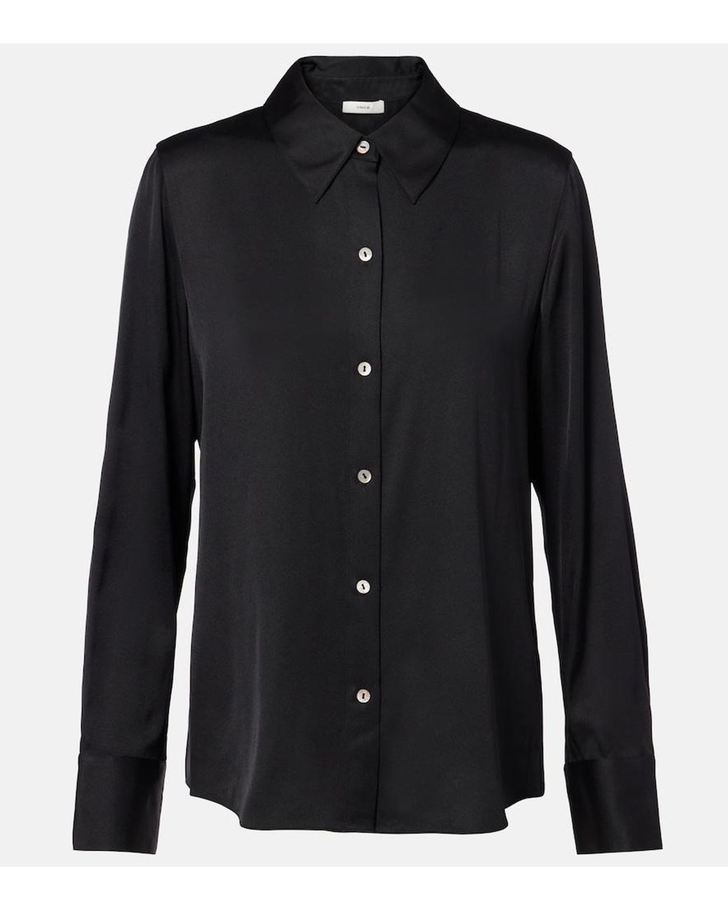 Vince Black Silk-Blend Satin Shirt