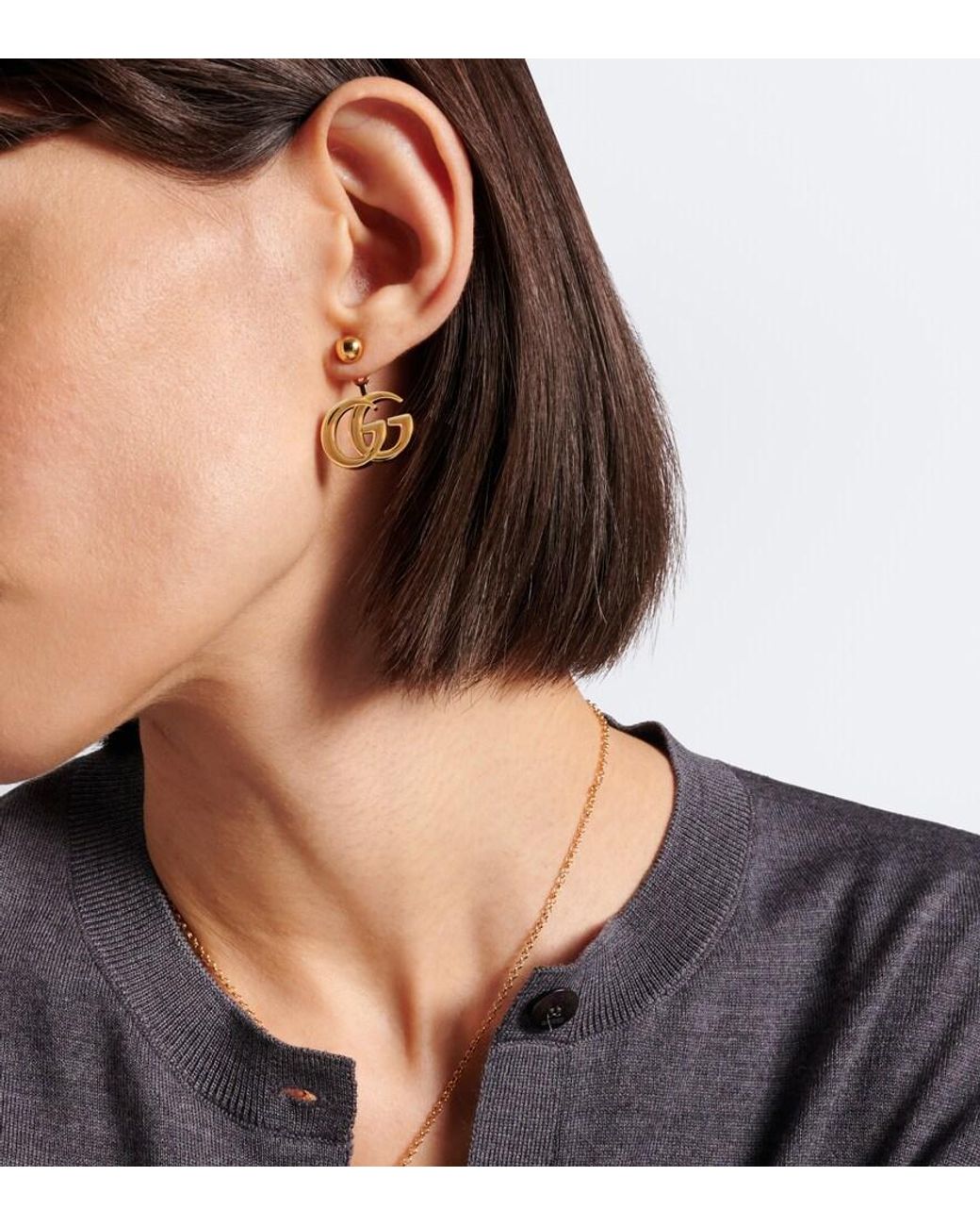Gucci White Gg Marmont Drop Earrings