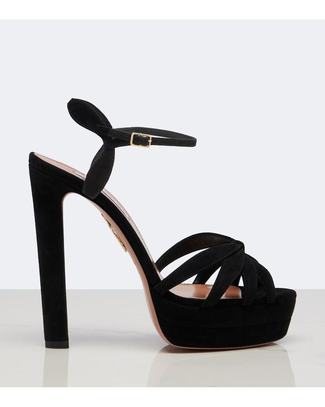 Aquazzura Black Soulmate Suede Platform Sandals