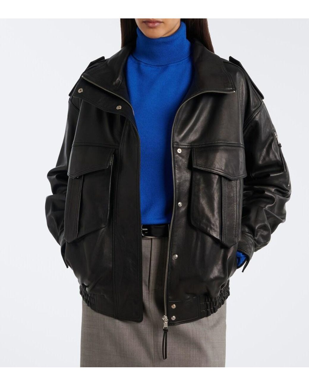 Frankie Shop Black Napa Leather Jacket