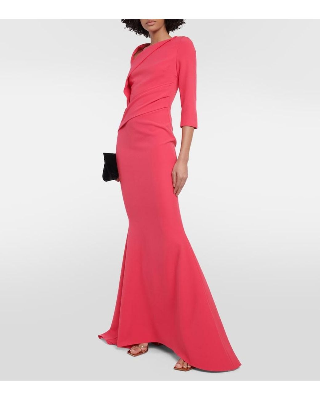 Safiyaa Red Asymmetric Pollina Gown