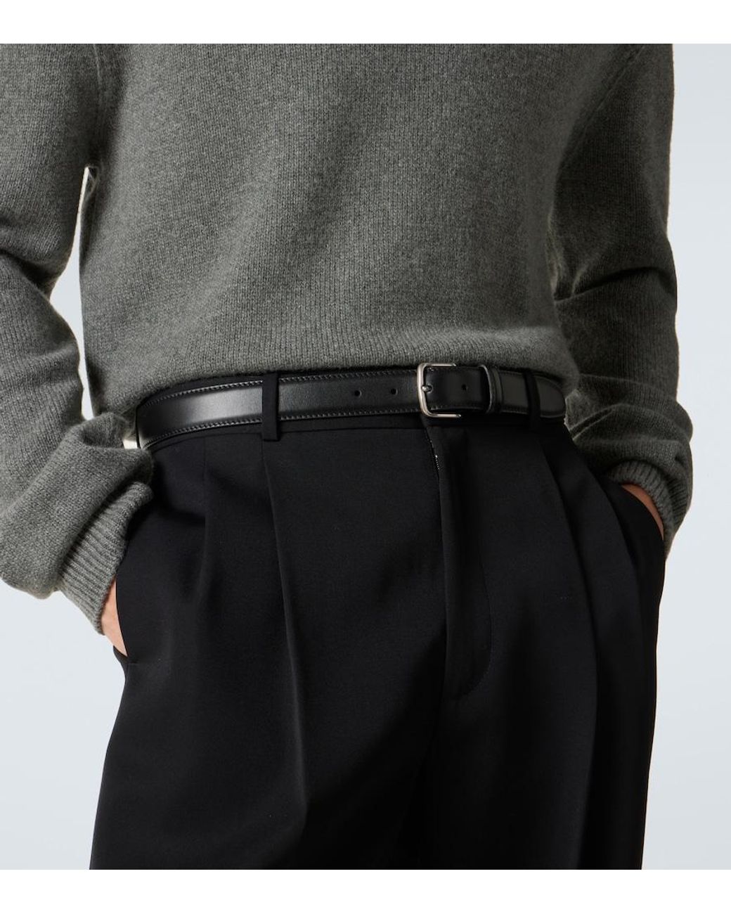 The Row Black Classic Leather Belt for men
