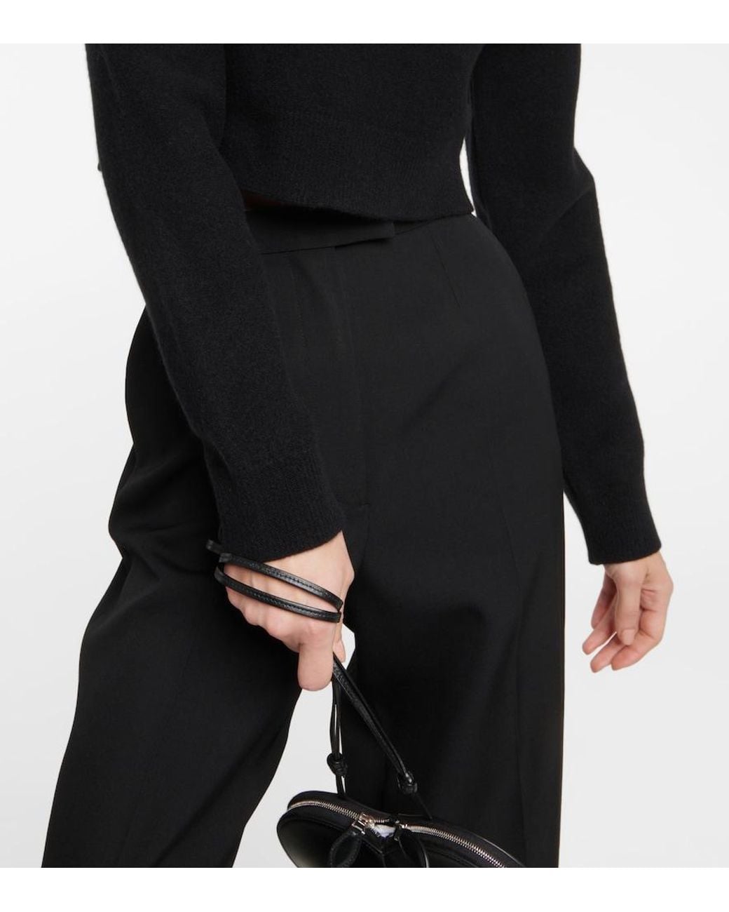 Alaïa Black Keyhole Virgin Wool Cropped Sweater