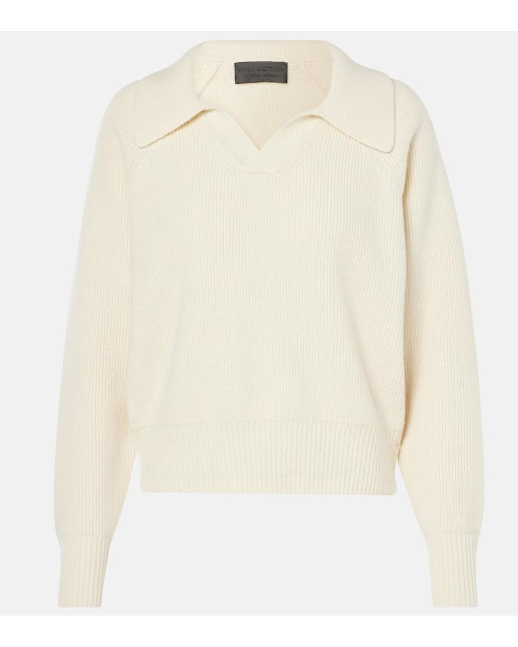 Nili Lotan Natural Selena Wool Polo Sweater