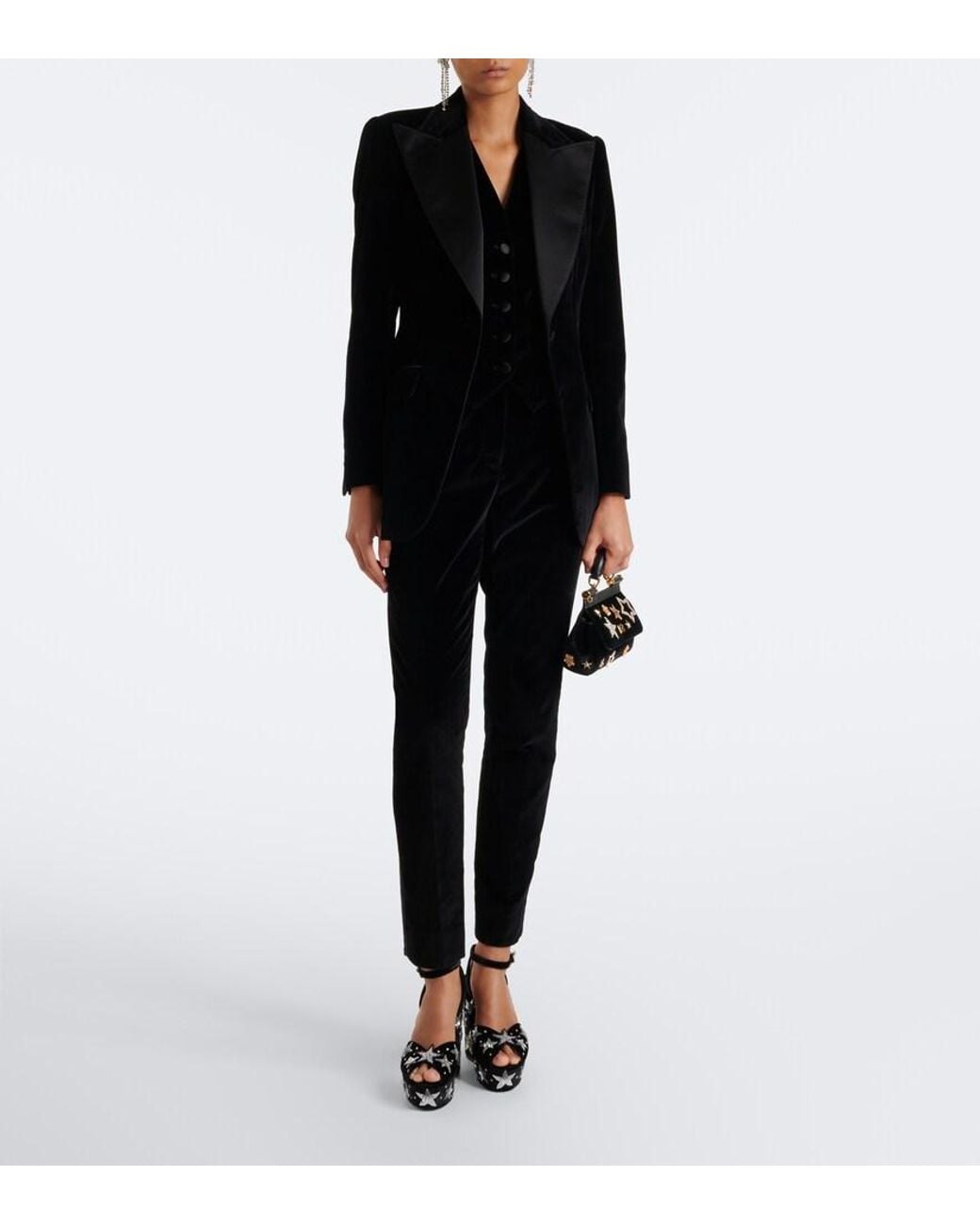 Dolce & Gabbana Black Cotton And Silk-Blend Velvet Vest