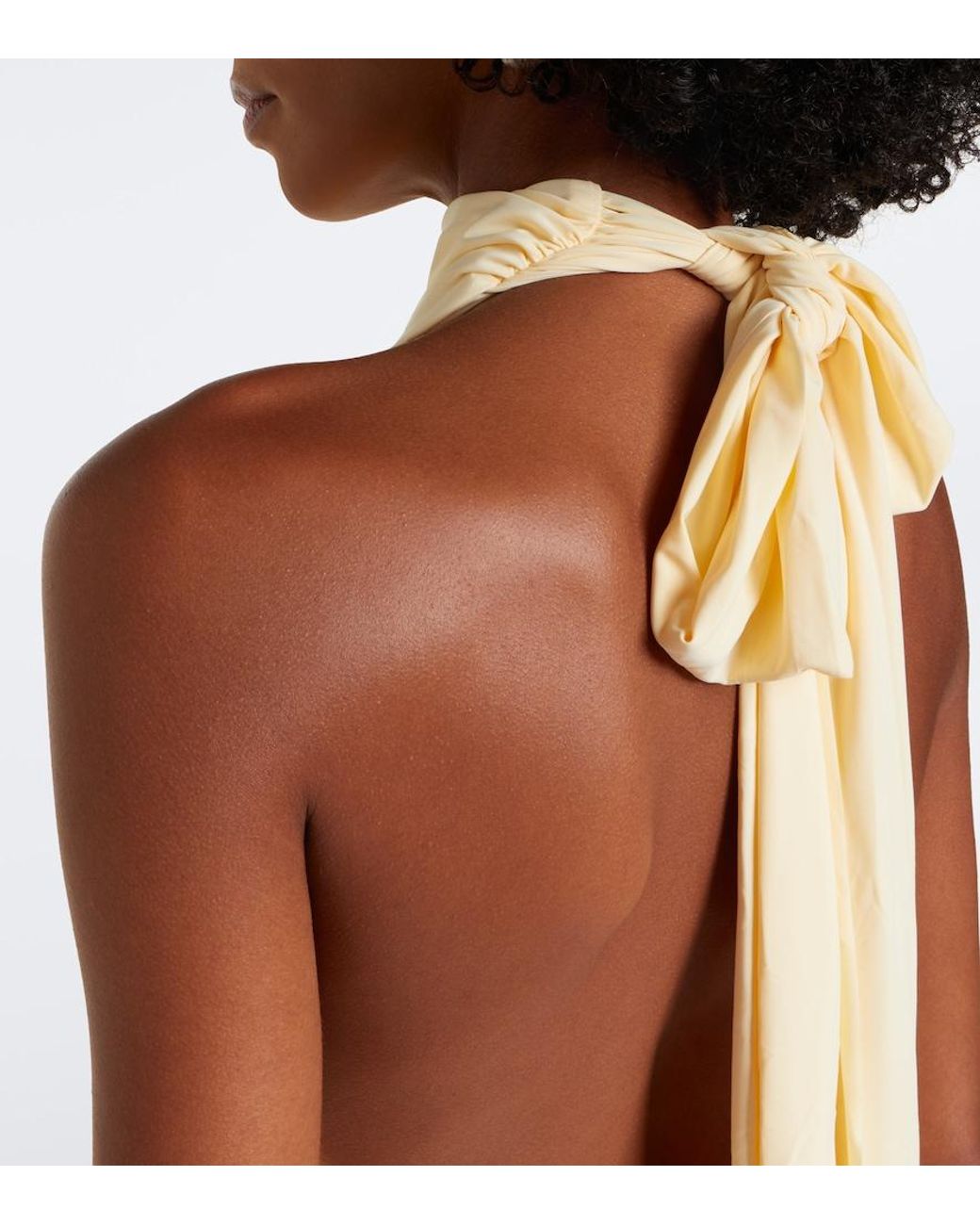 De La Vali Natural Vida Draped Jersey Midi Dress