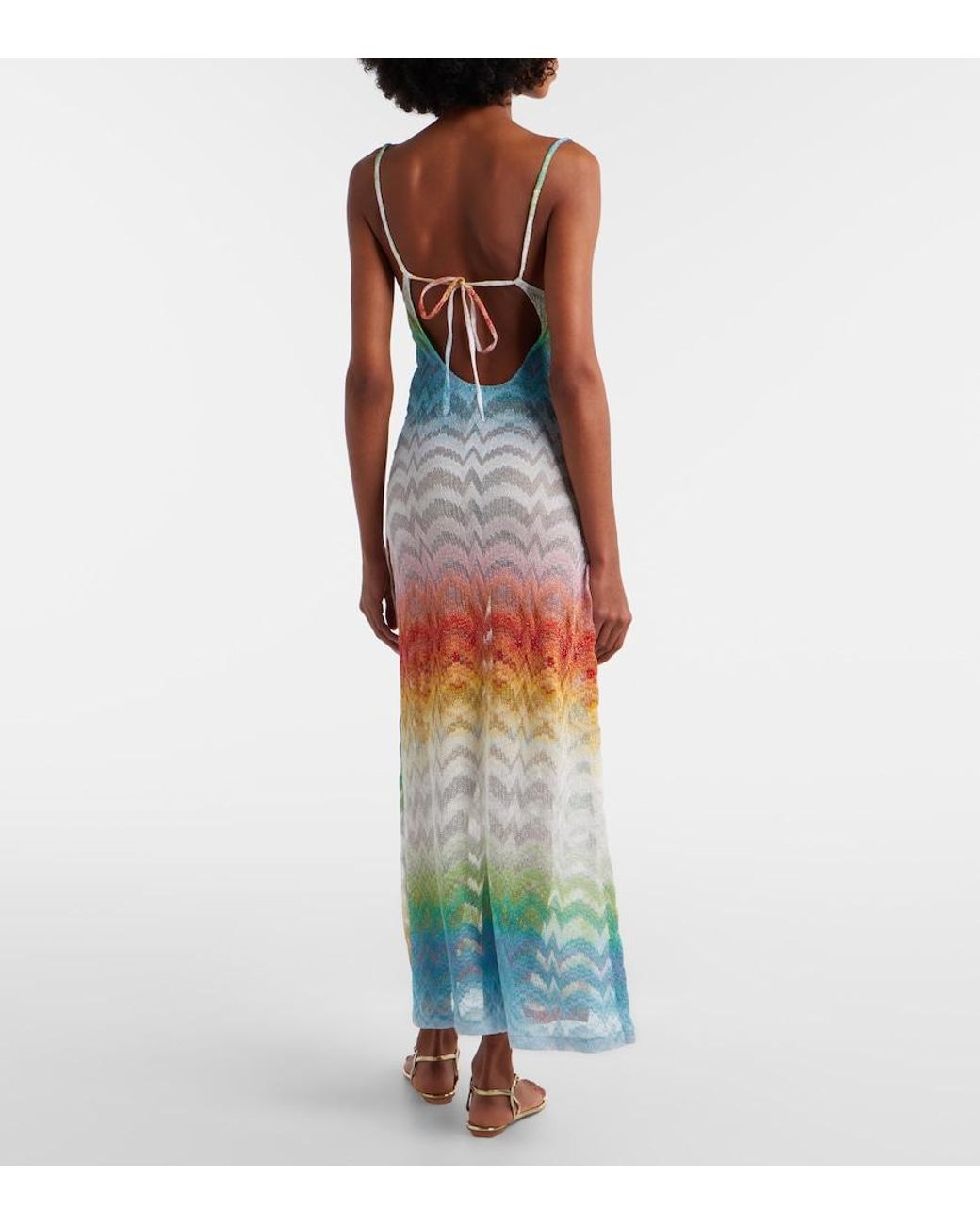 Missoni White Open-Knit Lame Maxi Dress