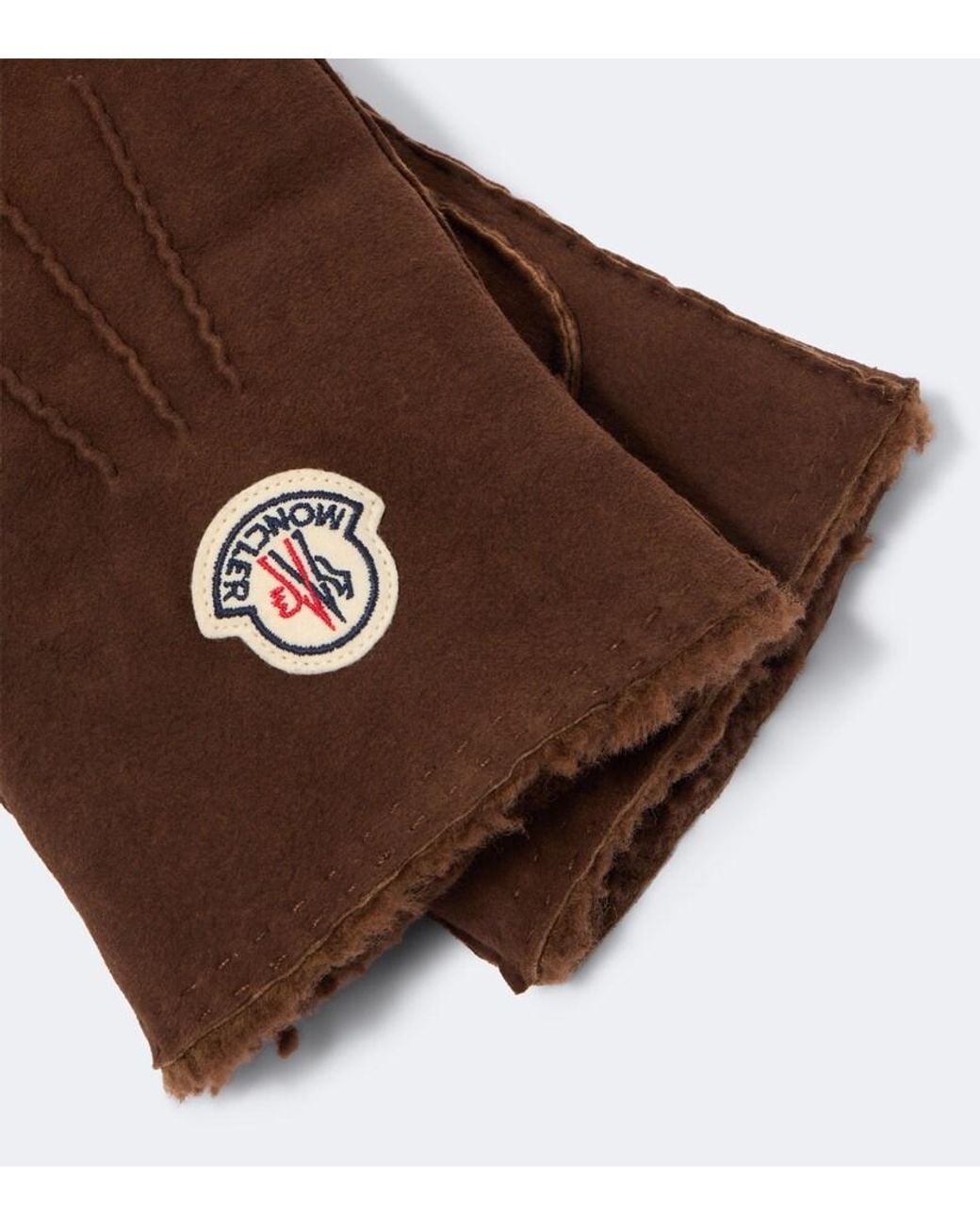 Moncler Brown Shearling-Lined Suede Gloves for men