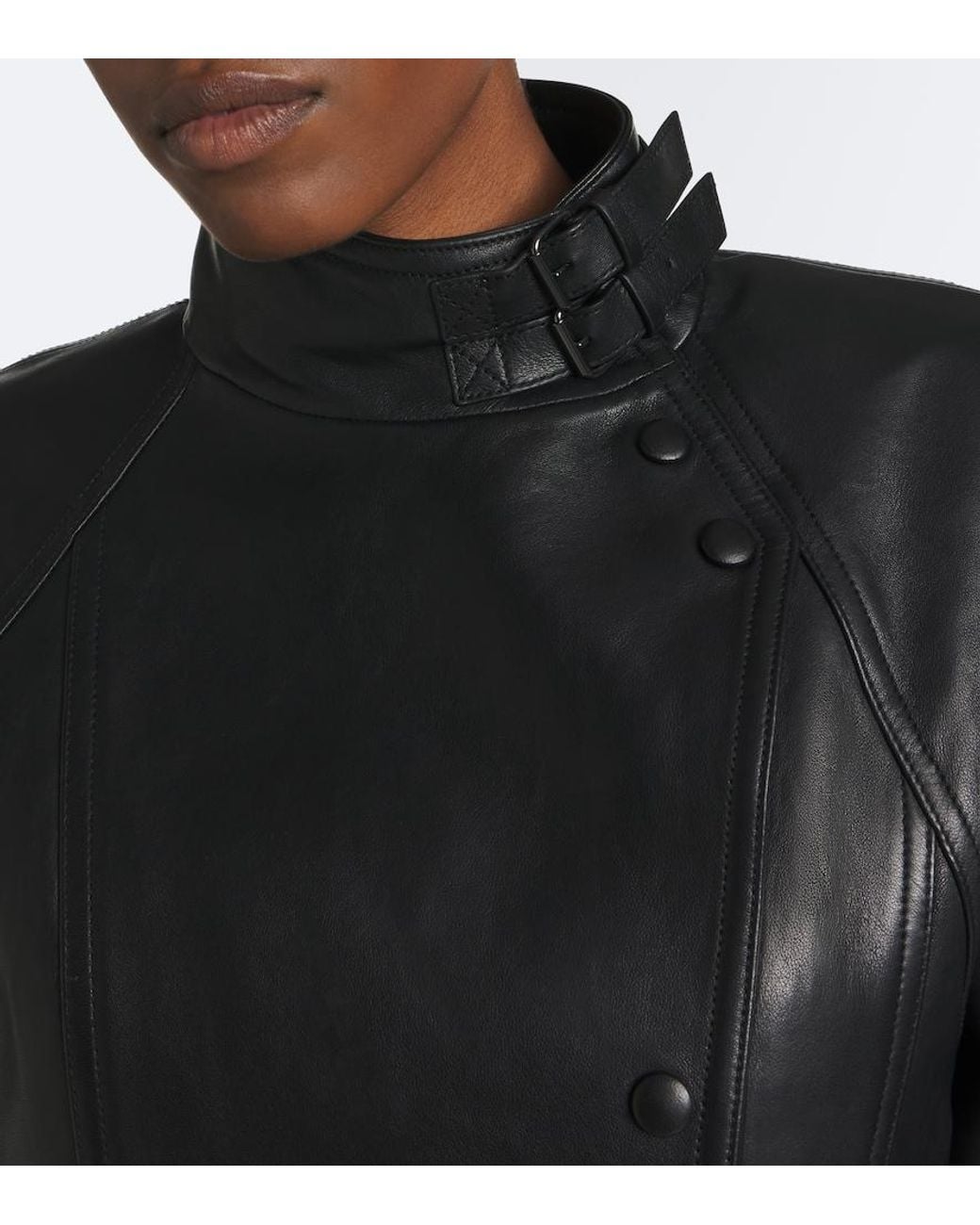 Balmain Black Asymmetric Leather Jacket
