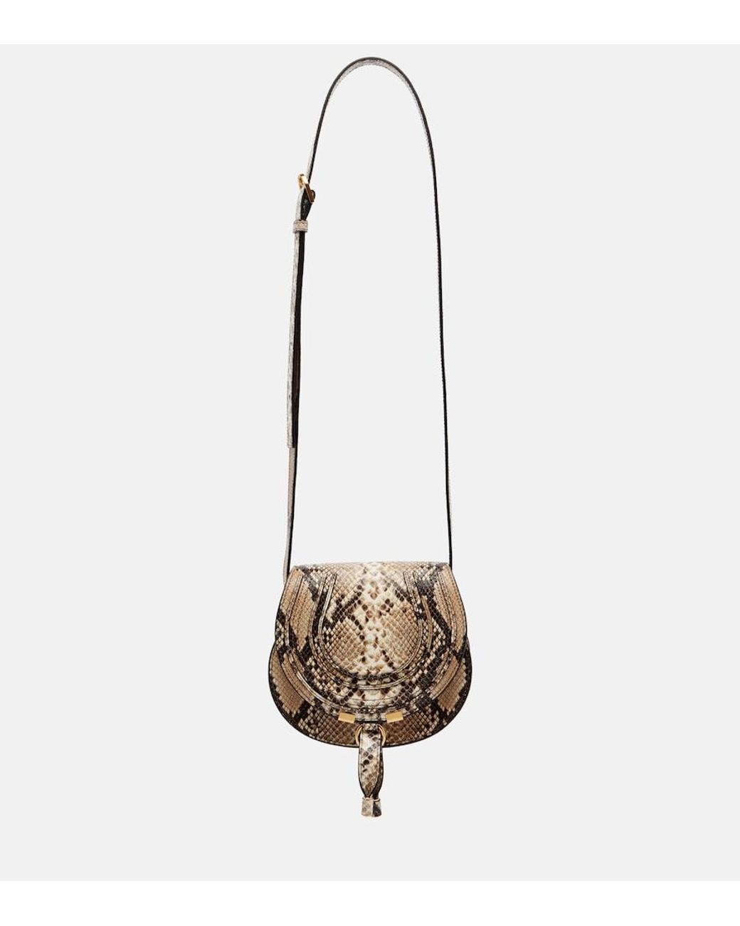 Chloé White Marcie Mini Snake-Effect Leather Crossbody Bag